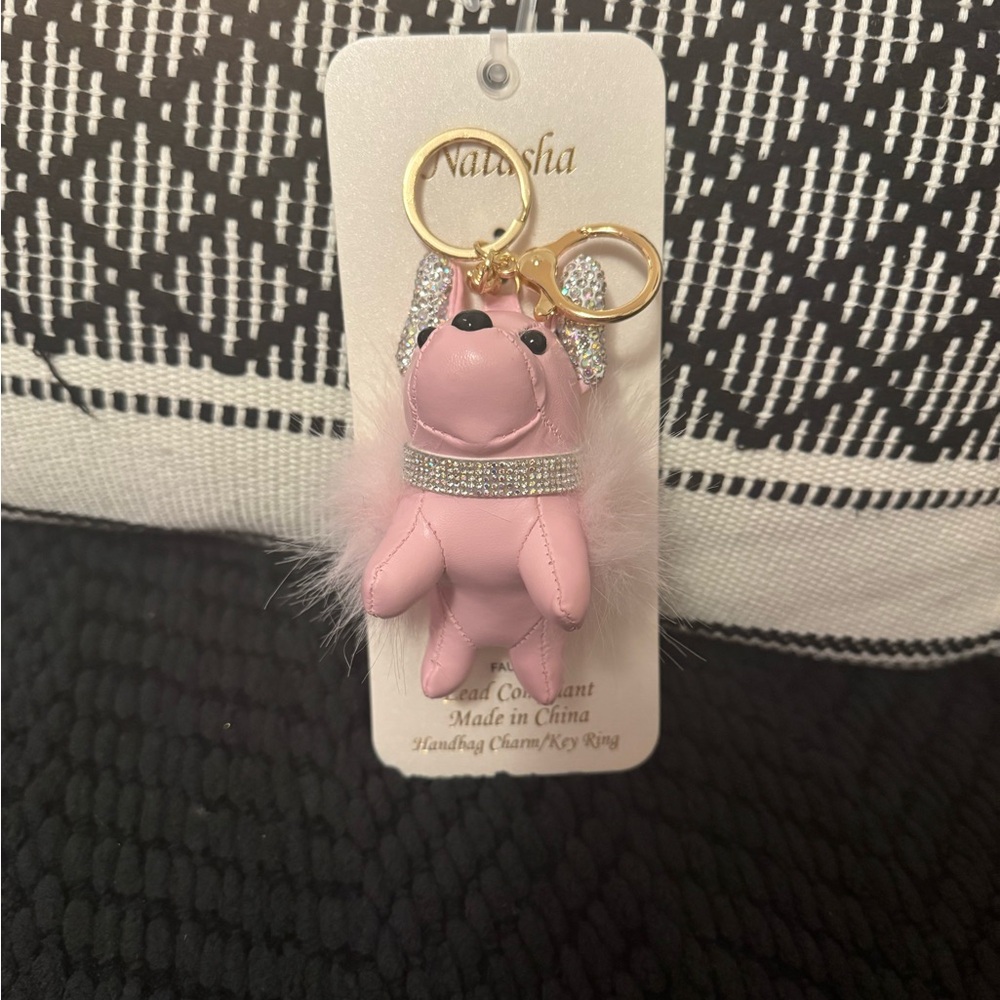 Natasha Culture Frenchie Pink Bag charm NWT - Picture 2 of 7